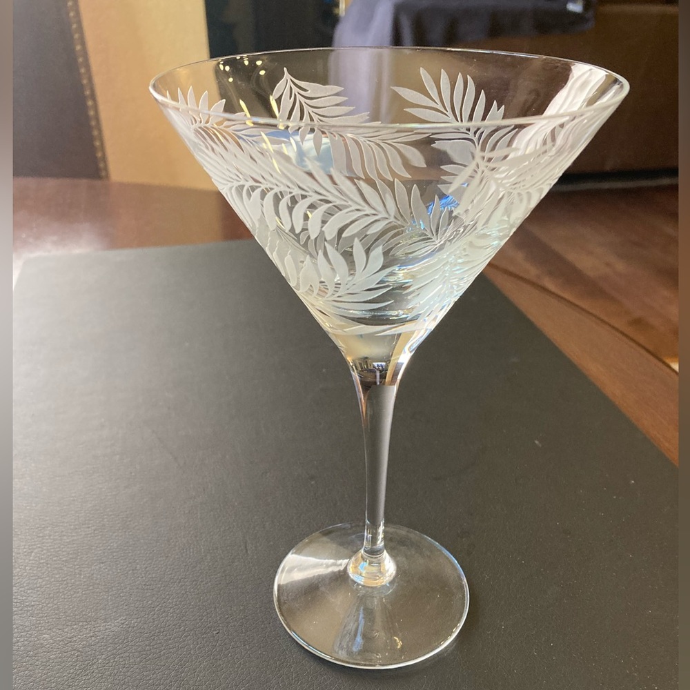 Elegant Clear Etched Martini Glass